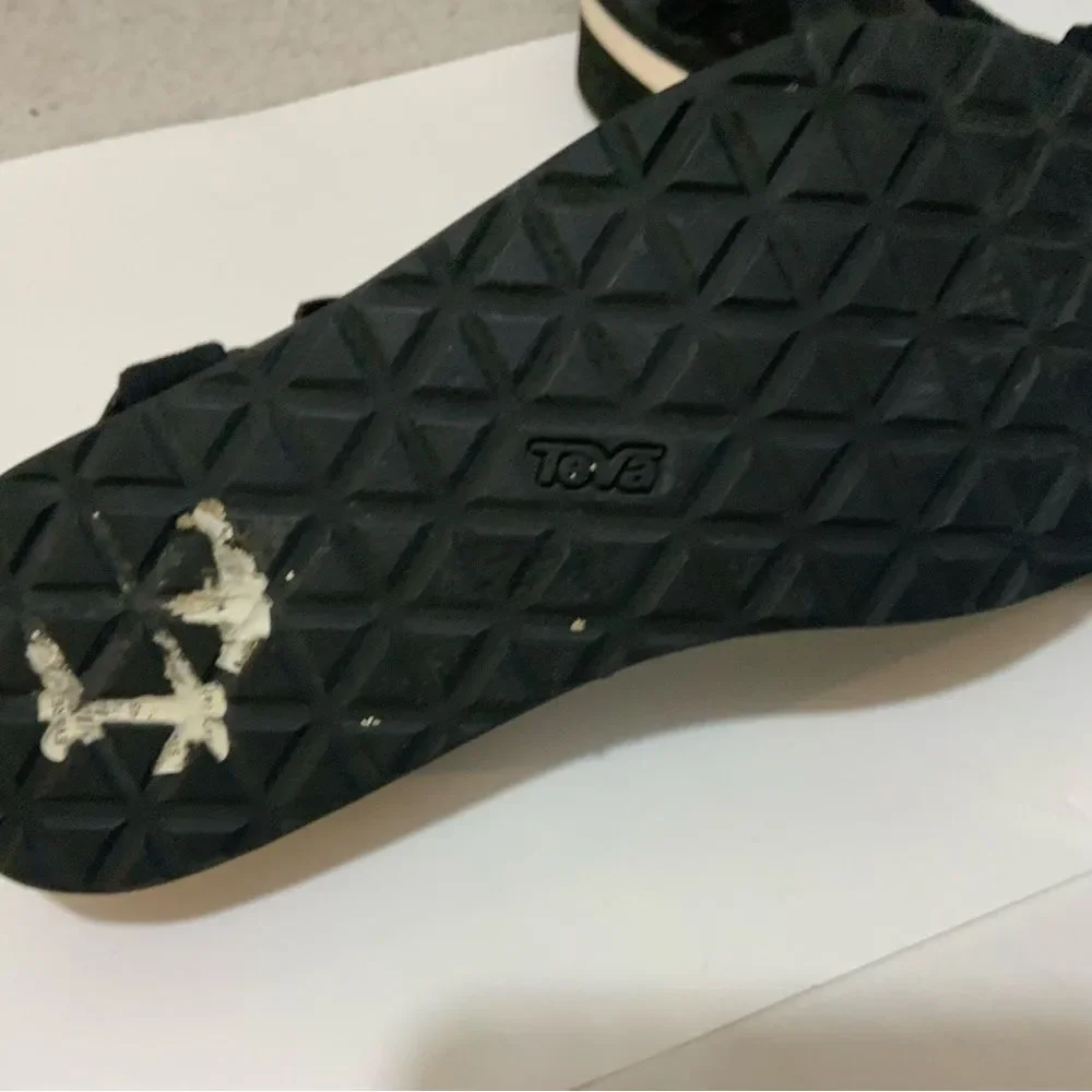 Teva Black Flatform Universal Mesh Print Hook-and-Loop Strap Foam Sandals 10